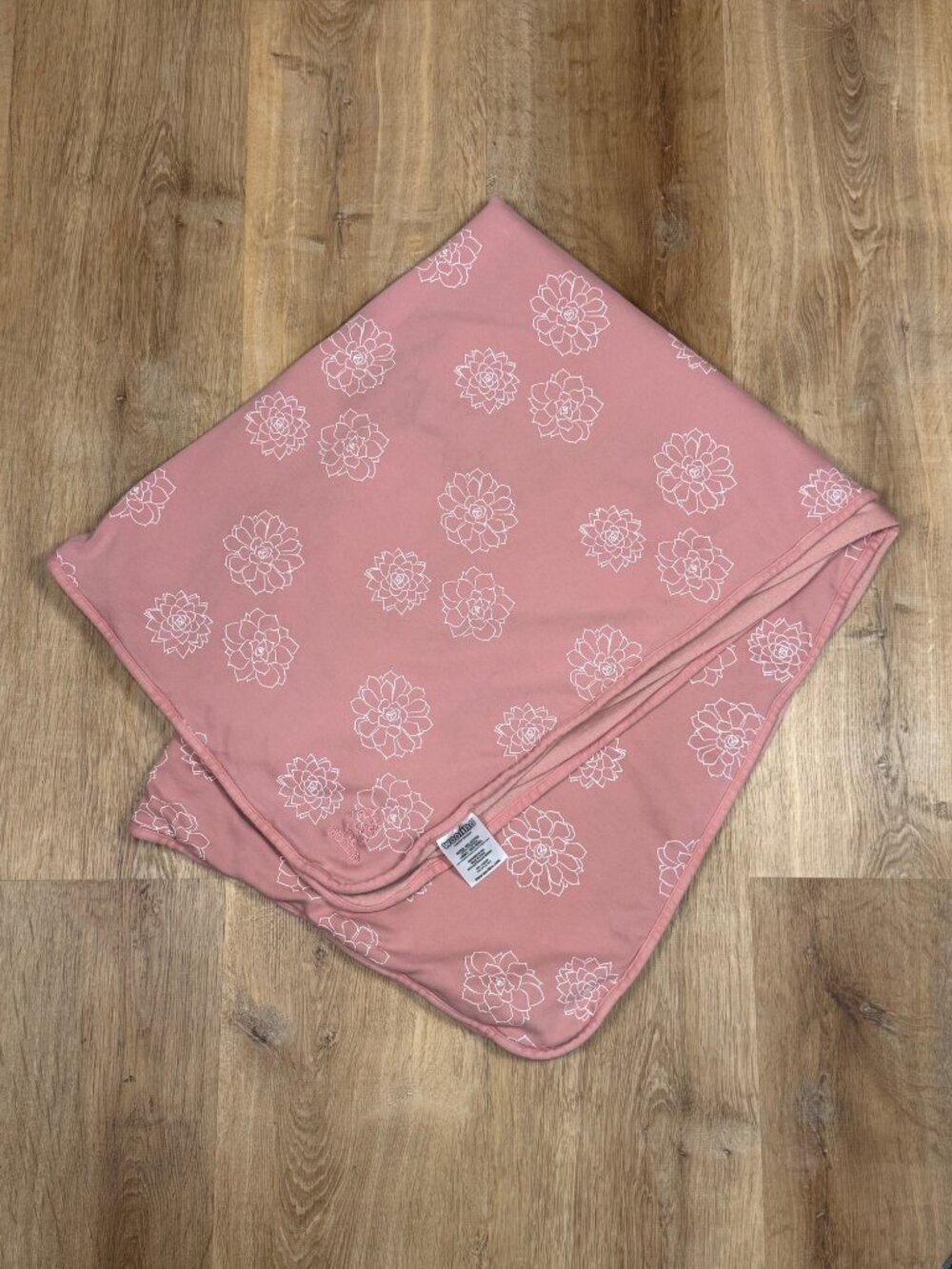 Woolino Baby Blanket Pink With Succulent Print Cotton/Wool